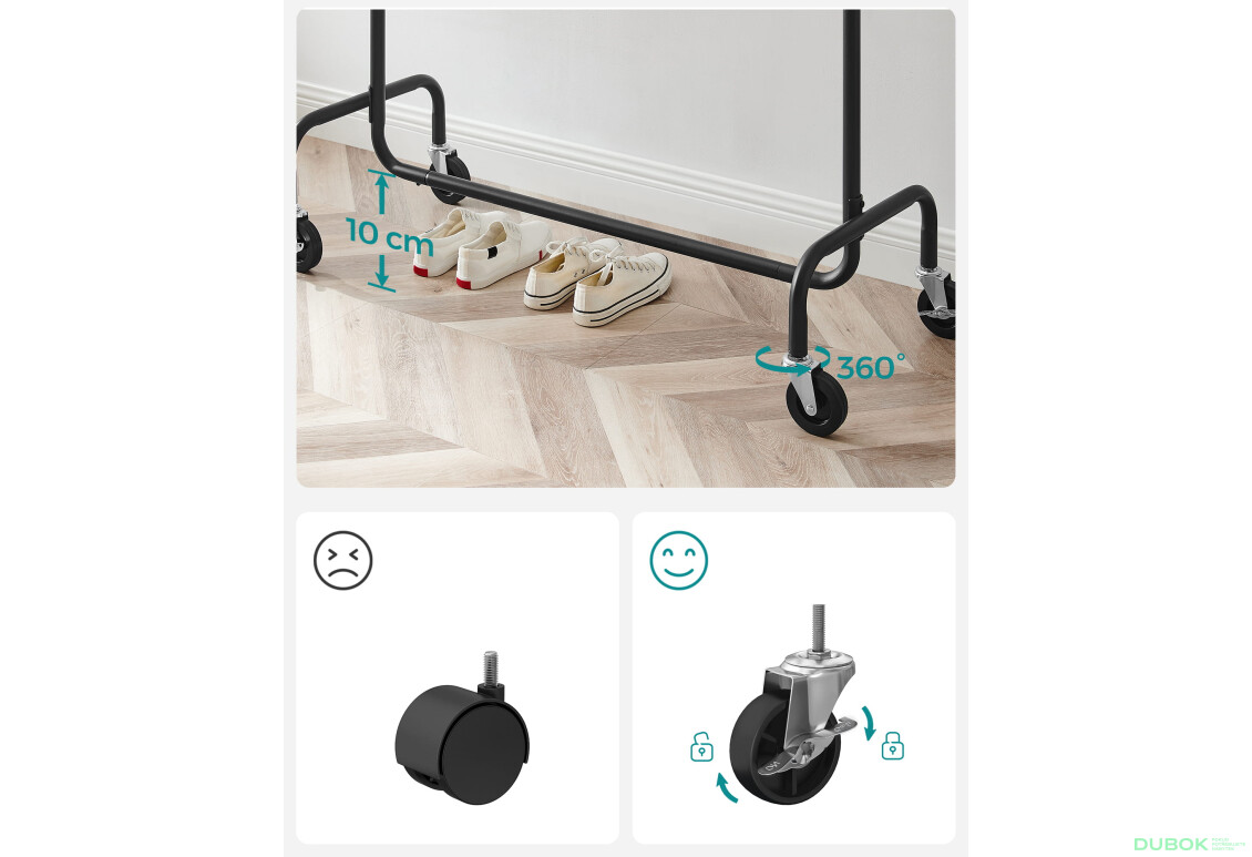 Věšák na oblečení na kolečkách - HSR011B01V1 - Fotografie 6 Fotografie 6 - Věšák na oblečení na kolečkách - HSR011B01V1