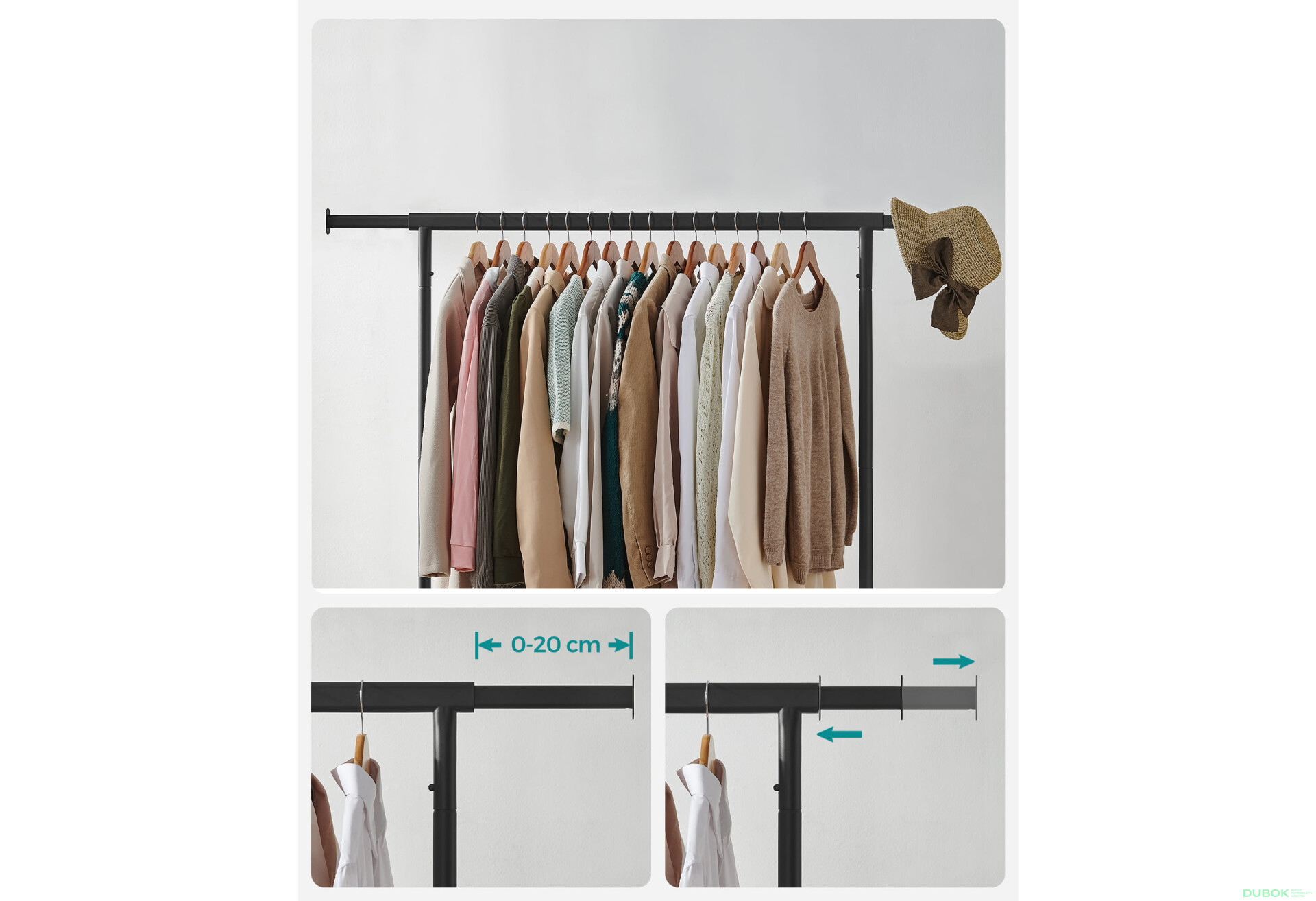 Věšák na oblečení na kolečkách - HSR011B01V1 - Fotografie 7 Fotografie 7 - Věšák na oblečení na kolečkách - HSR011B01V1