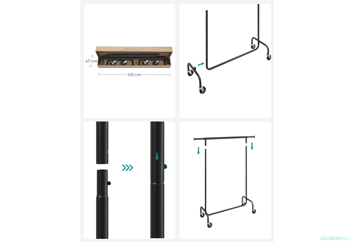 Věšák na oblečení na kolečkách - HSR011B01V1 - Fotografie 8 Fotografie 8 - Věšák na oblečení na kolečkách - HSR011B01V1