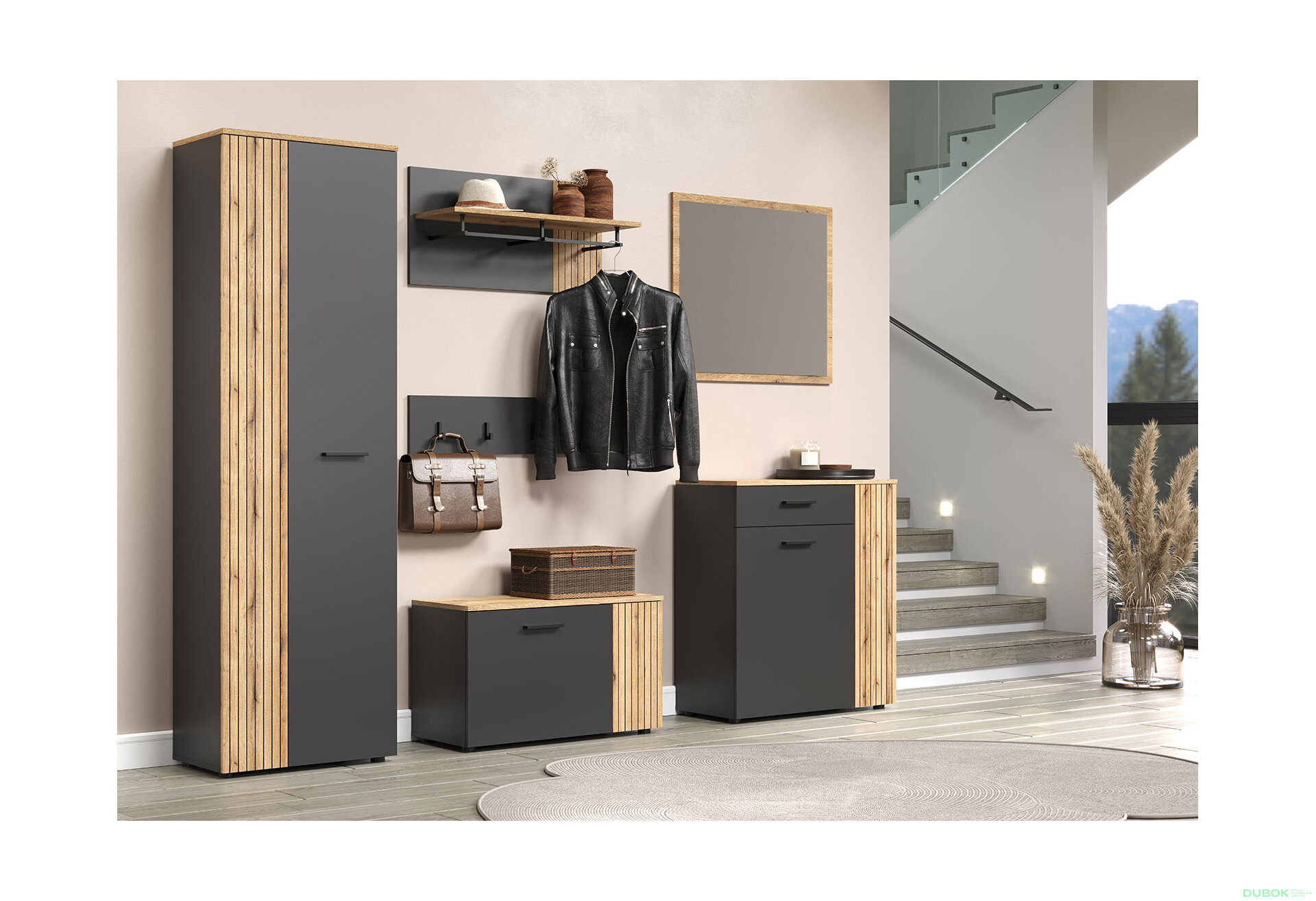 Fotografie 1 - Série do předsíně Esteban grafit / dub evok