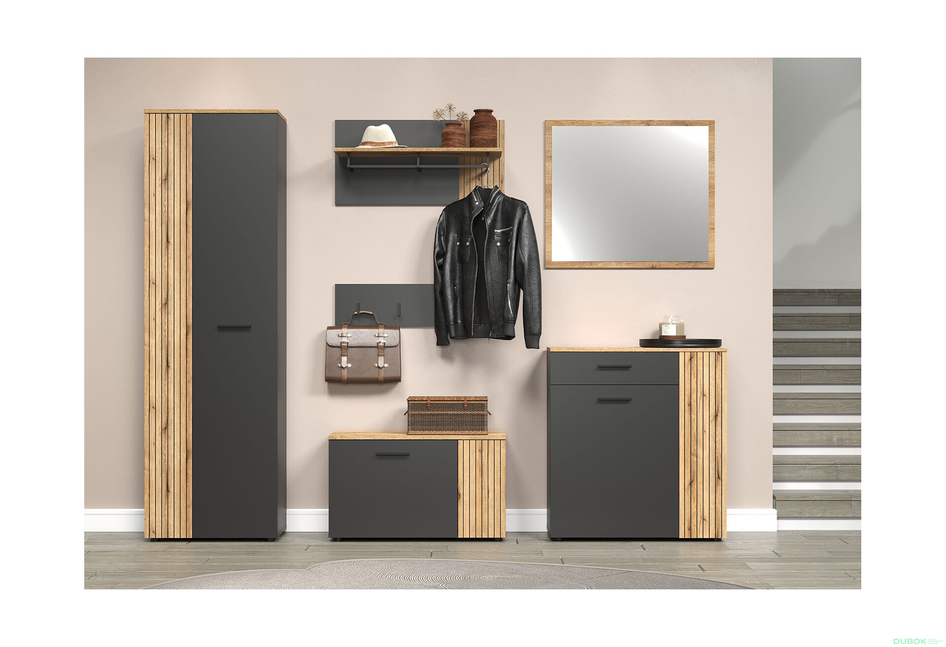 Fotografie 3 - Série do předsíně Esteban grafit / dub evok