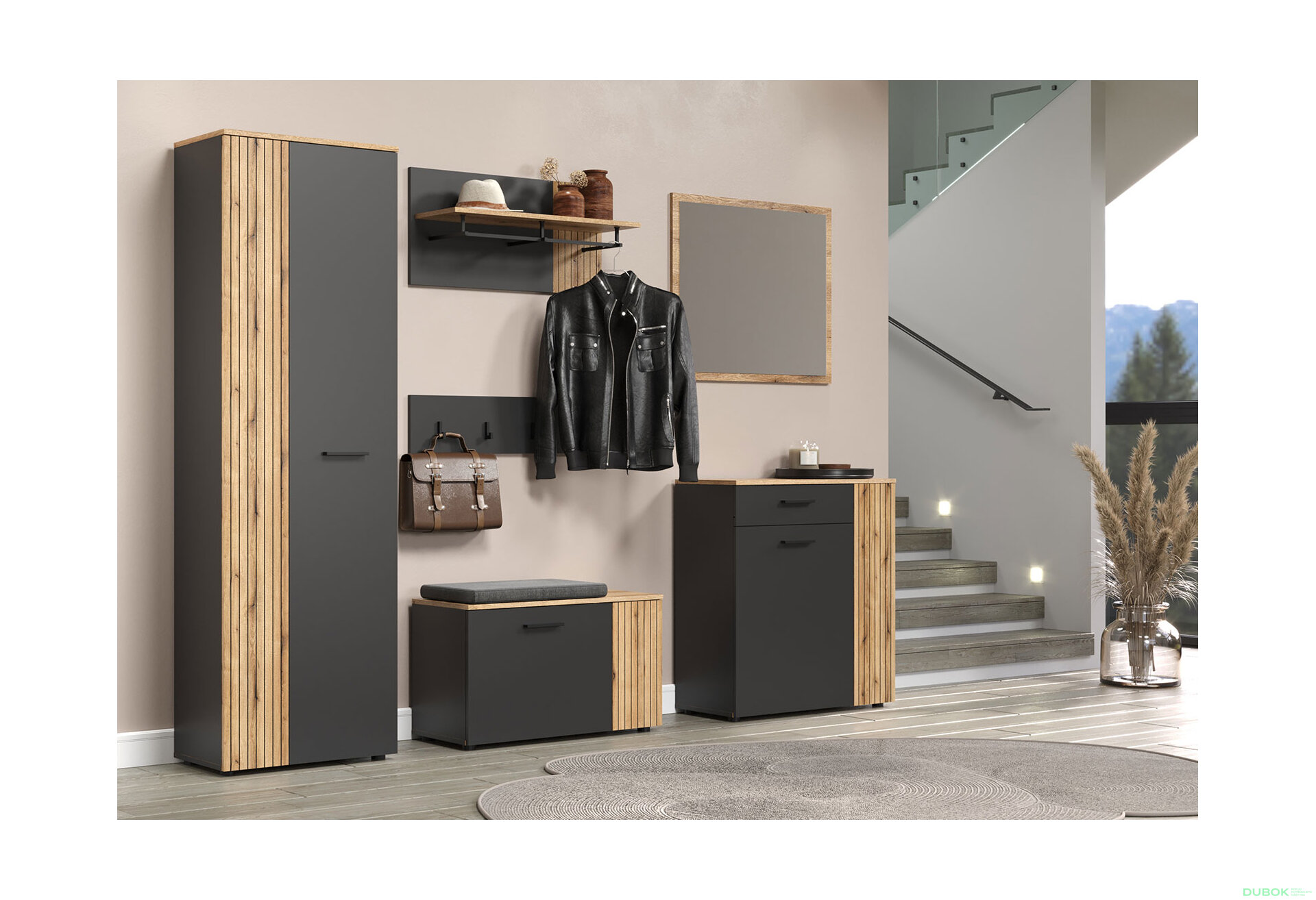 Fotografie 4 - Série do předsíně Esteban grafit / dub evok