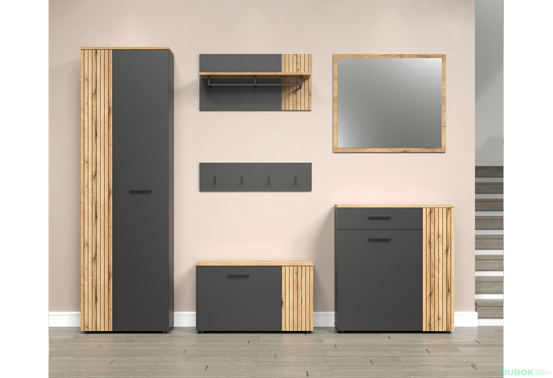 Fotografie 5 - Série do předsíně Esteban grafit / dub evok