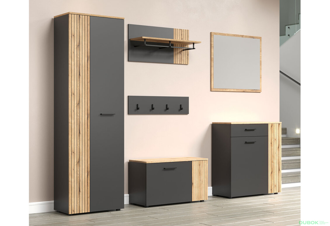 Fotografie 6 - Série do předsíně Esteban grafit / dub evok