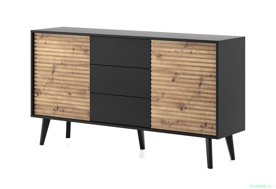 Komoda KSZ154 dub artisan / černý Willow