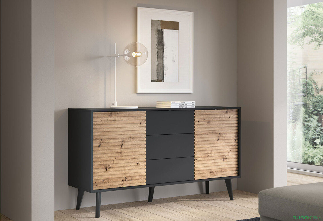 Fotografie 2 - Komoda KSZ154 dub artisan / černý Willow