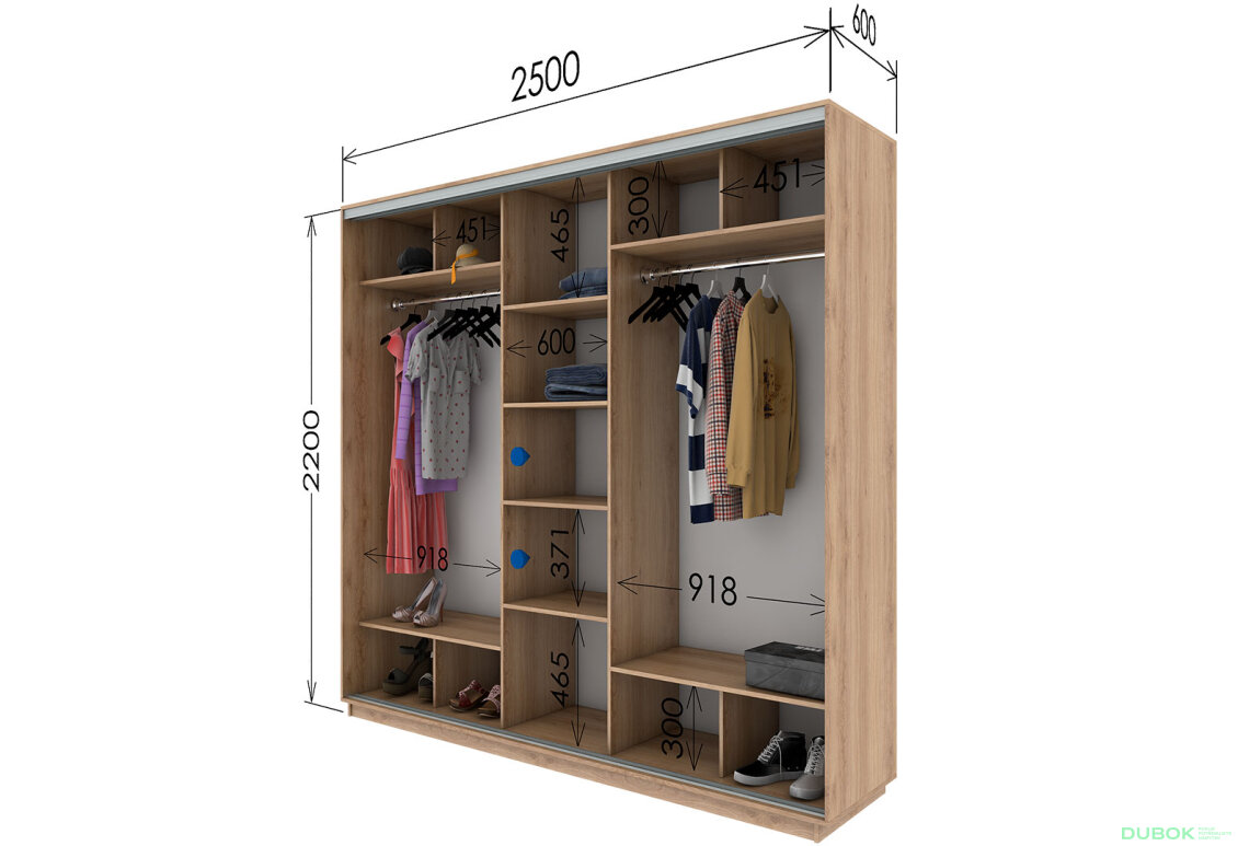 Fotografie 3 - Skříň s posuvnými dveřmi 2200x2500x600 3LTD Dub Sonoma, profil stříbrný