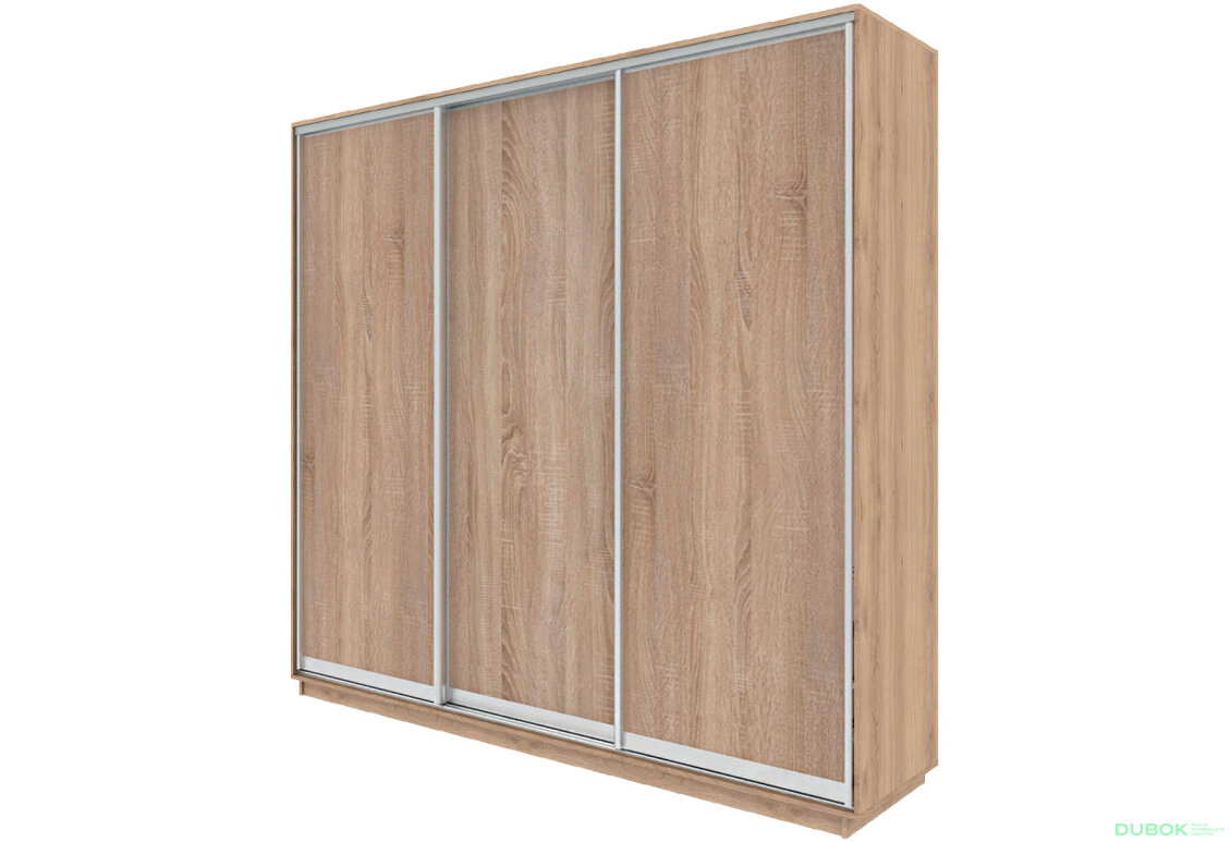 Skříň s posuvnými dveřmi 2200x2500x600 3LTD Dub Sonoma, profil stříbrný