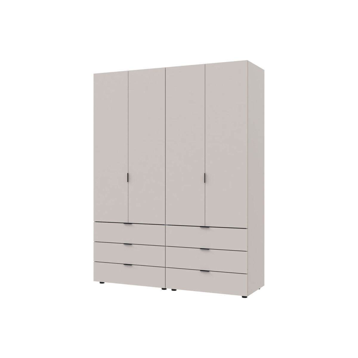 

Šatní skříň Gelar se 4 dveřmi a 6 zásuvkami, 155 cm, kašmír