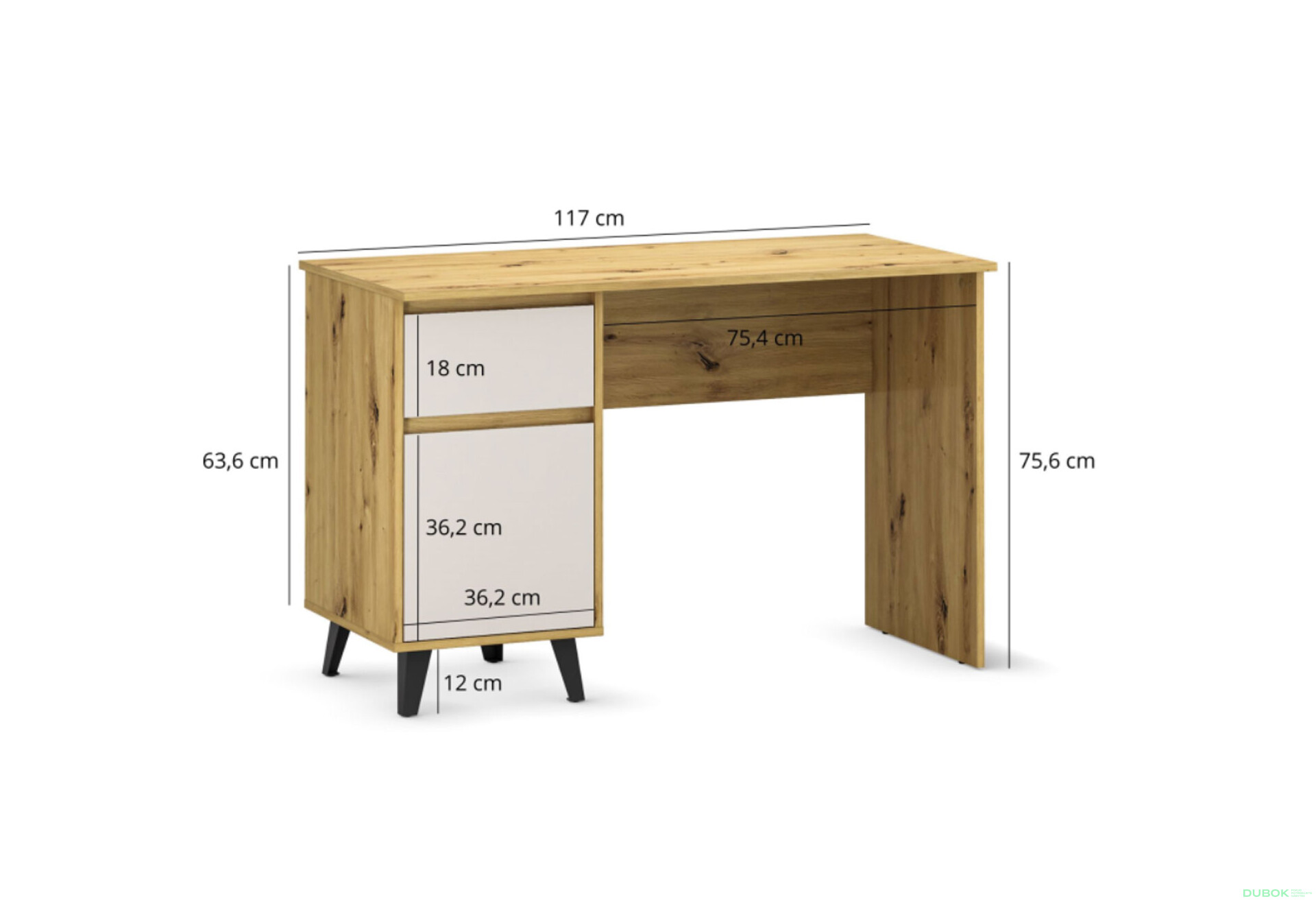 Fotografie 5 - Psací stůl BORG 1d1s/120 dub artisan / kašmír