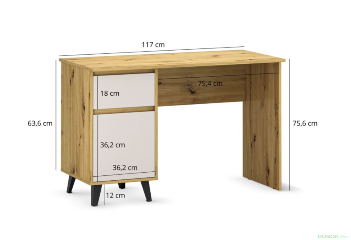 Psací stůl BORG 1d1s/120 dub artisan / kašmír - Fotografie 5 Fotografie 5 - Psací stůl BORG 1d1s/120 dub artisan / kašmír