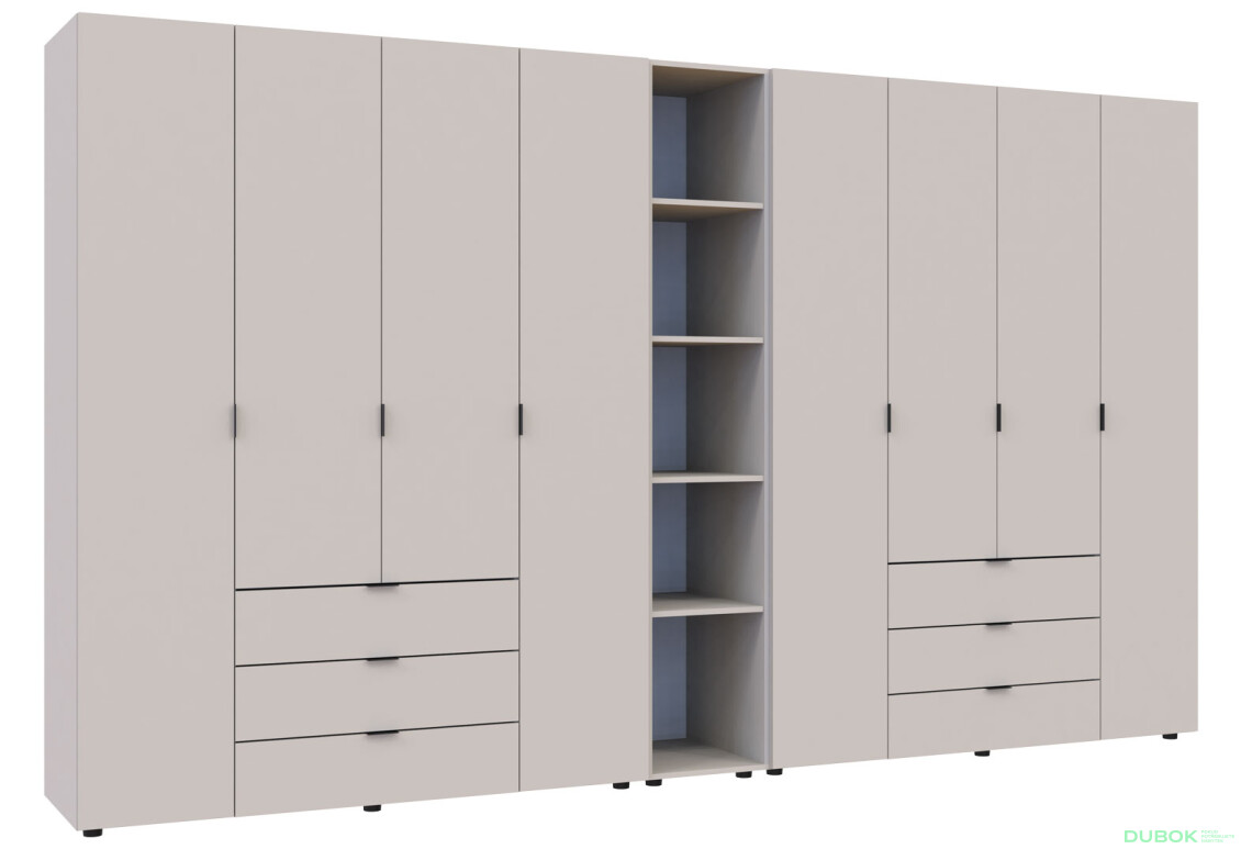 Skříň osmidveřová s regálem Gelar 348.2 cm Kašmír