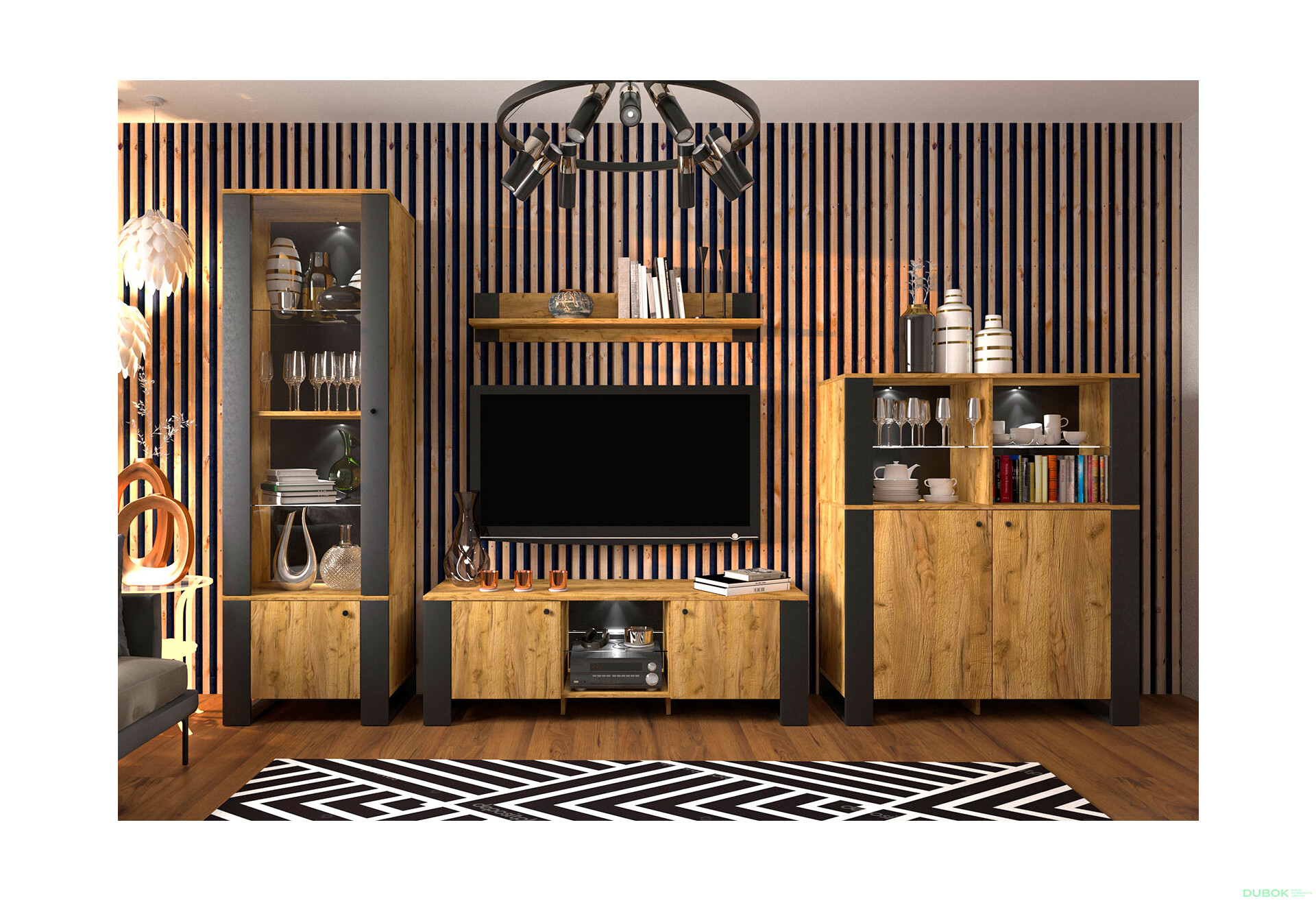 Fotografie 1 - Obývací sestava 3.1 m dub craft zlatý Wood