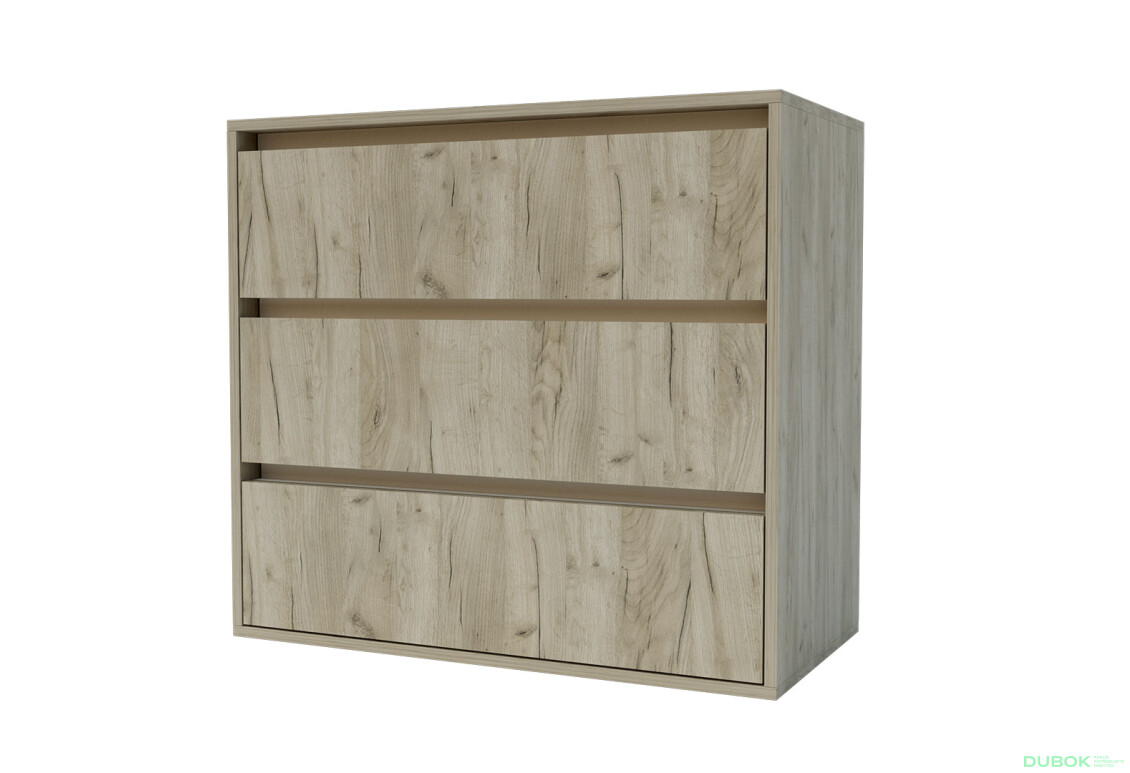 Komoda Idea K 760/800/3š dub kraft šedý / satén