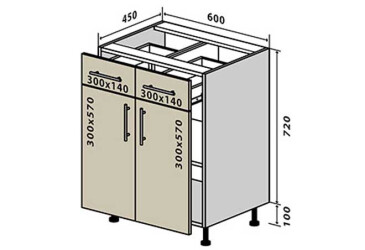 N26 Skříňka 2Š2D 60 Interno Gloss