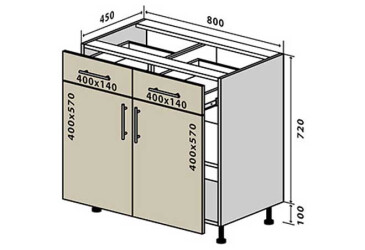 N27 Skříňka 2Š2D 80 Interno Gloss