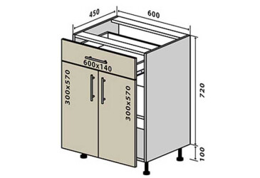 N30 Skříňka 1Š2D 60 Interno Gloss