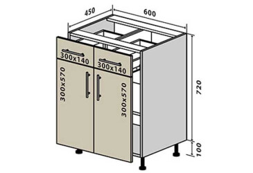 N26 Skříňka 2Š2D 60 Interno