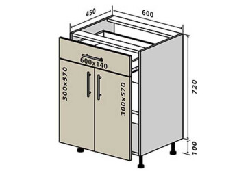 N30 Skříňka 1Š2D 60 Interno