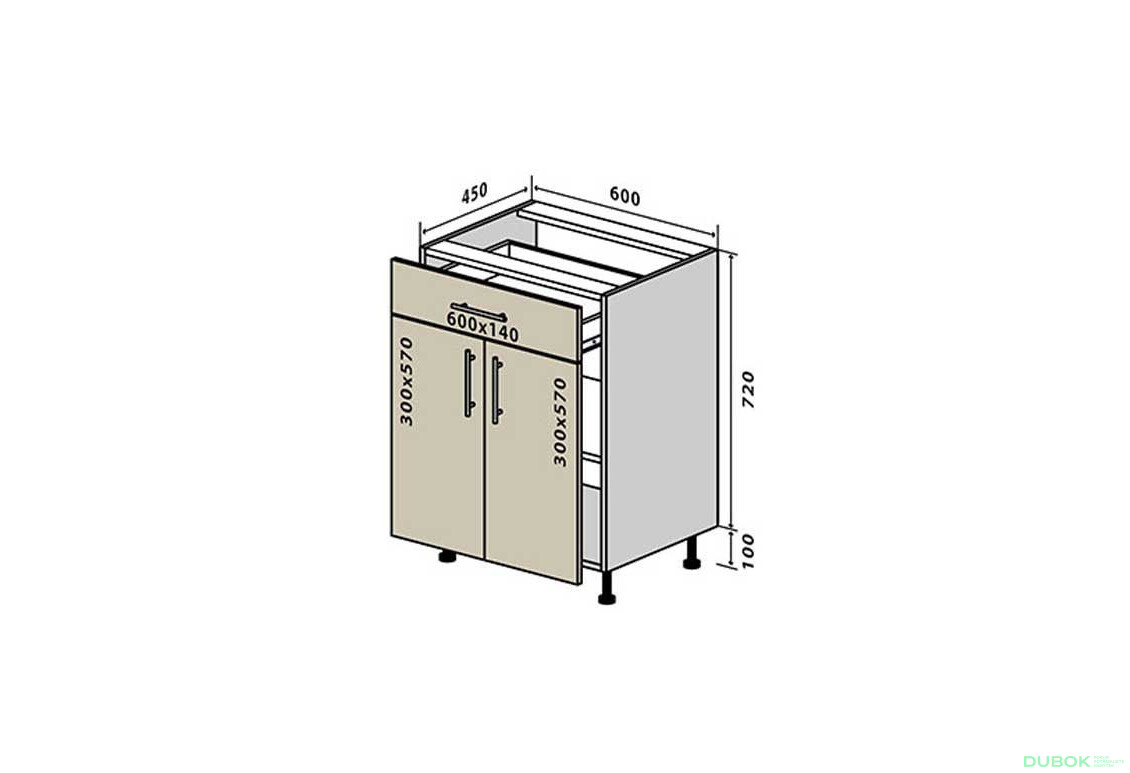 N30 Skříňka 1Š2D 60 Interno