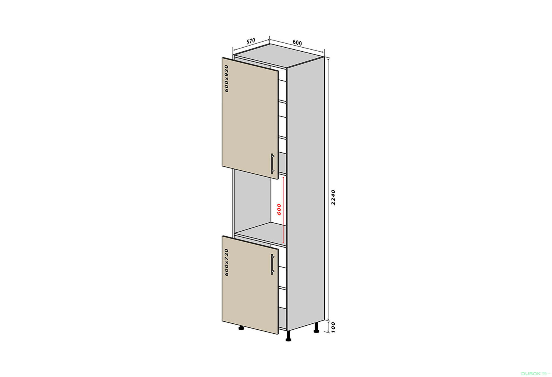 Fotografie 1 - N20 skříňka (horní f60x92-1ks, dolní f60x72-1ks) New Interno