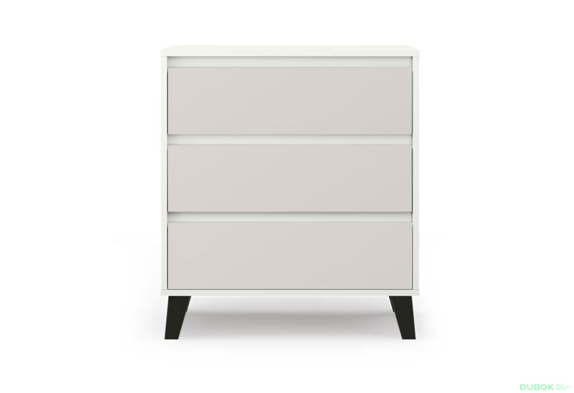 Komoda Borg 3s/70 bílá / kašmír