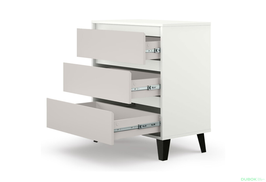 Fotografie 4 - Komoda Borg 3s/70 bílá / kašmír