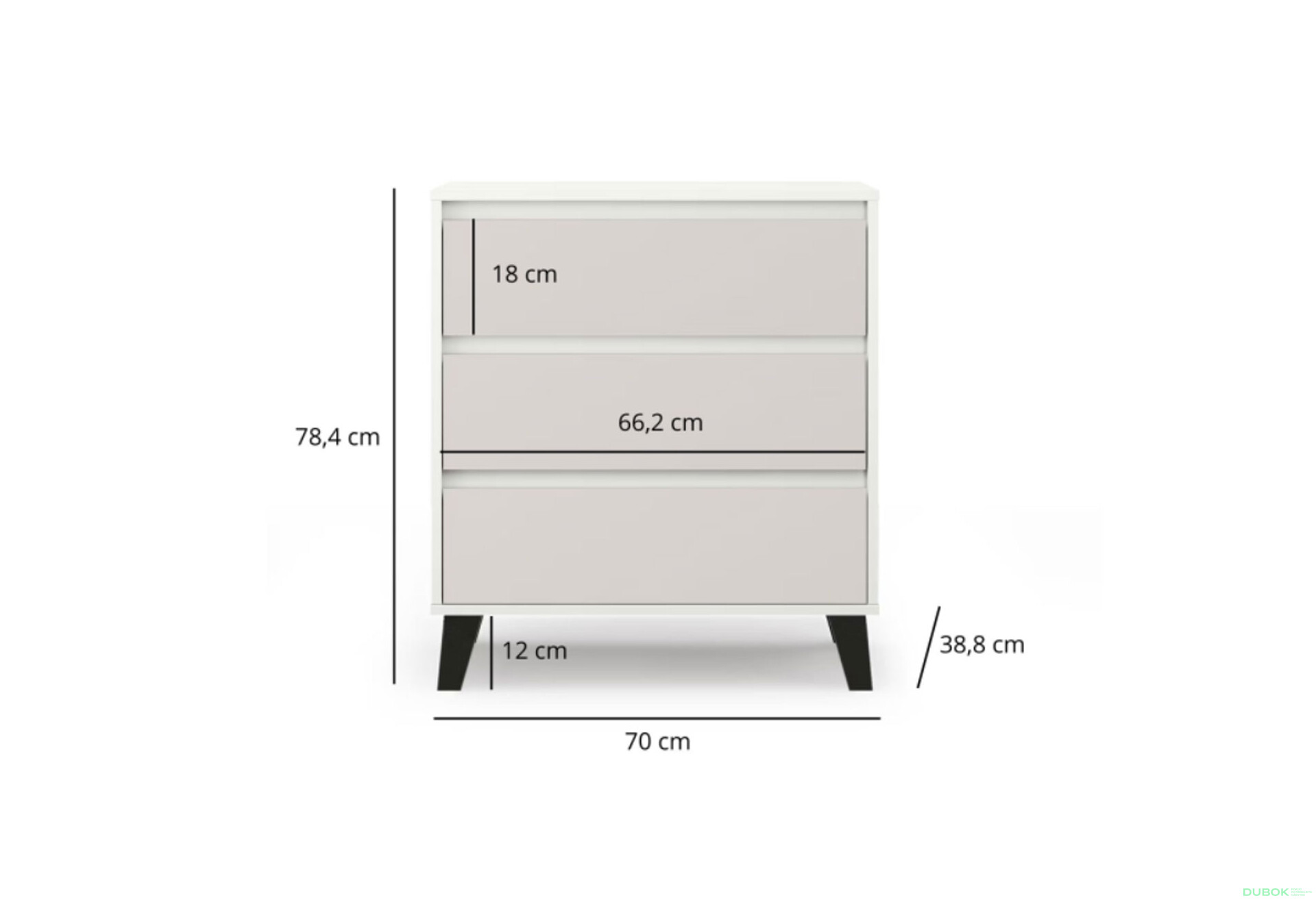 Fotografie 6 - Komoda Borg 3s/70 bílá / kašmír