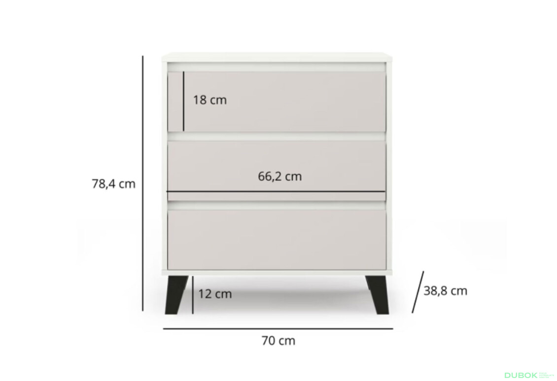 Fotografie 6 - Komoda Borg 3s/70 bílá / kašmír