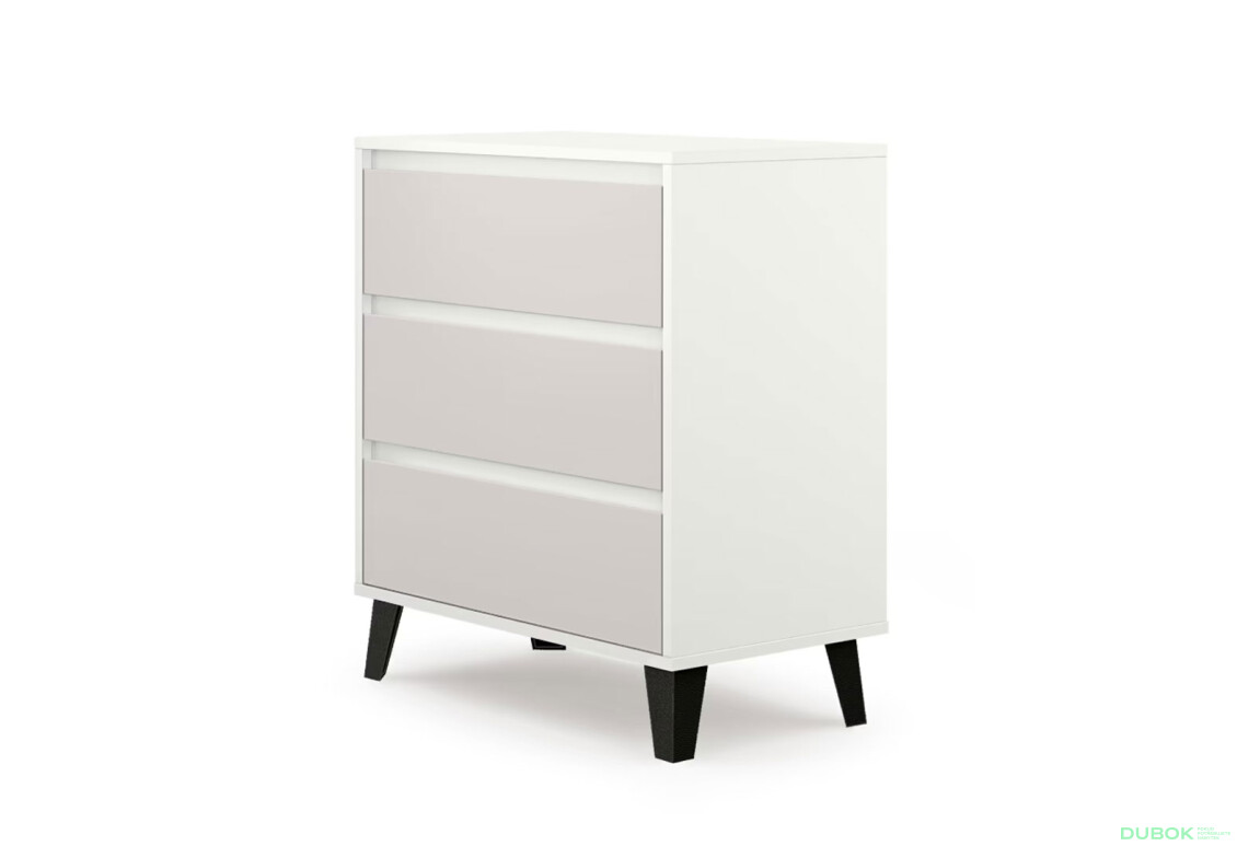 Fotografie 3 - Komoda Borg 3s/70 bílá / kašmír