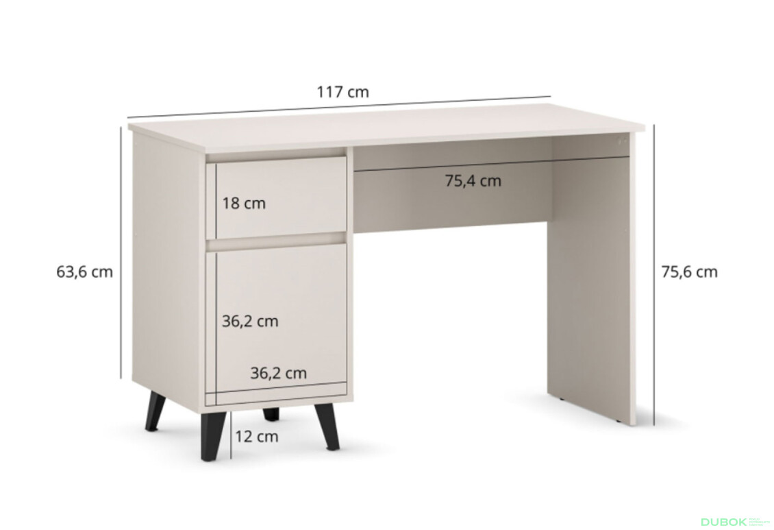 Psací stůl BORG 1d1s/120 kašmír - Fotografie 6 Fotografie 6 - Psací stůl BORG 1d1s/120 kašmír