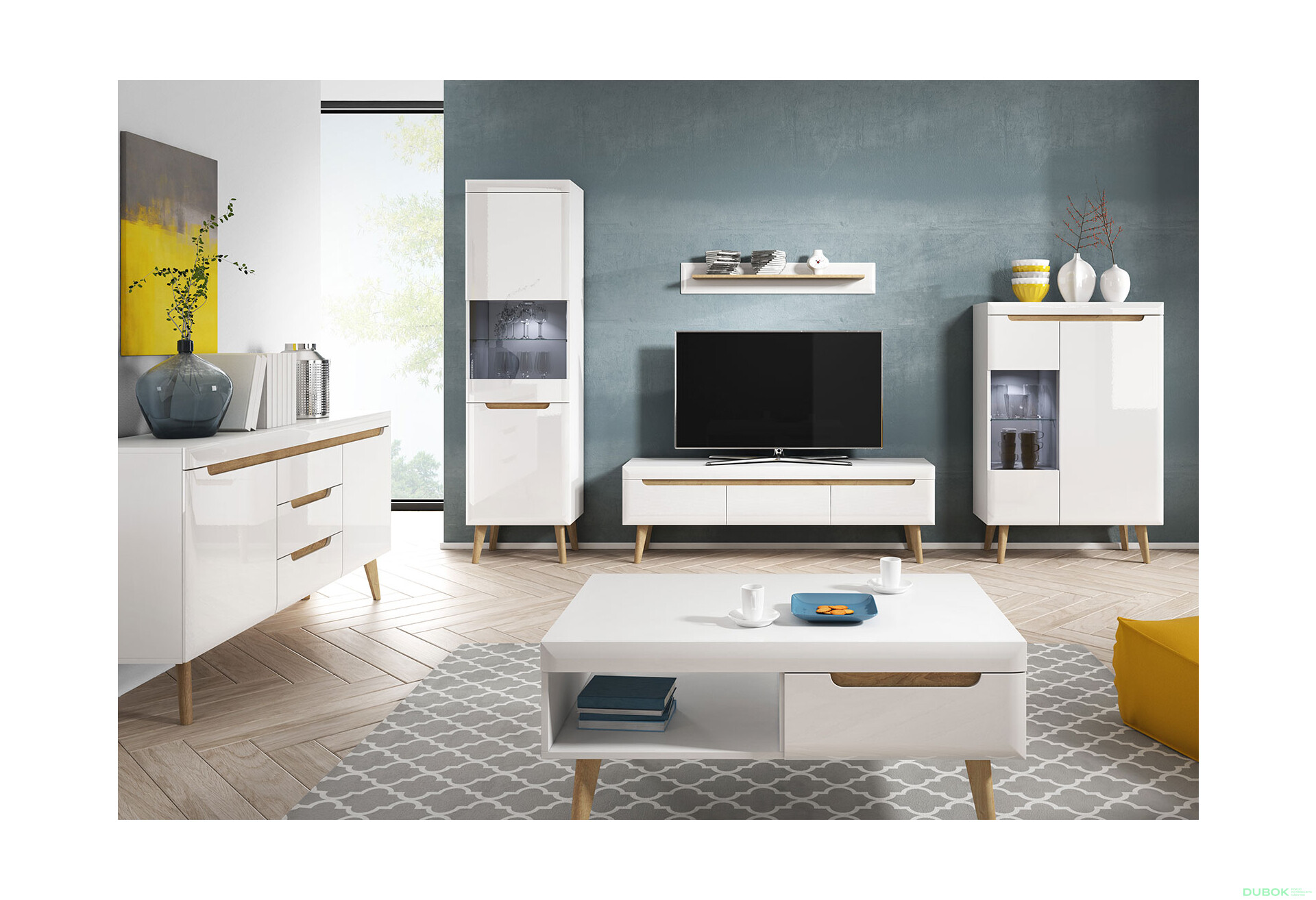 Obývací sestava I Nordi bílá / bílý lesk - Fotografie 1 Fotografie 1 - Obývací sestava I Nordi bílá / bílý lesk