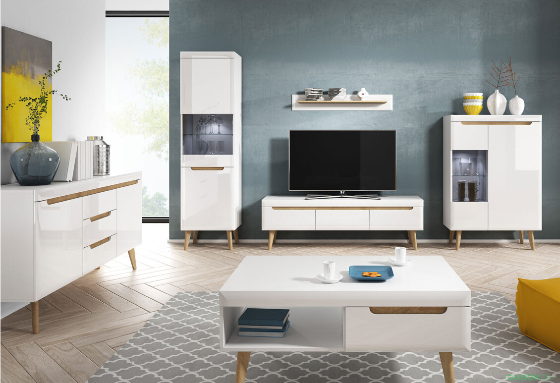 Obývací sestava I Nordi bílá / bílý lesk - Fotografie 1 Fotografie 1 - Obývací sestava I Nordi bílá / bílý lesk