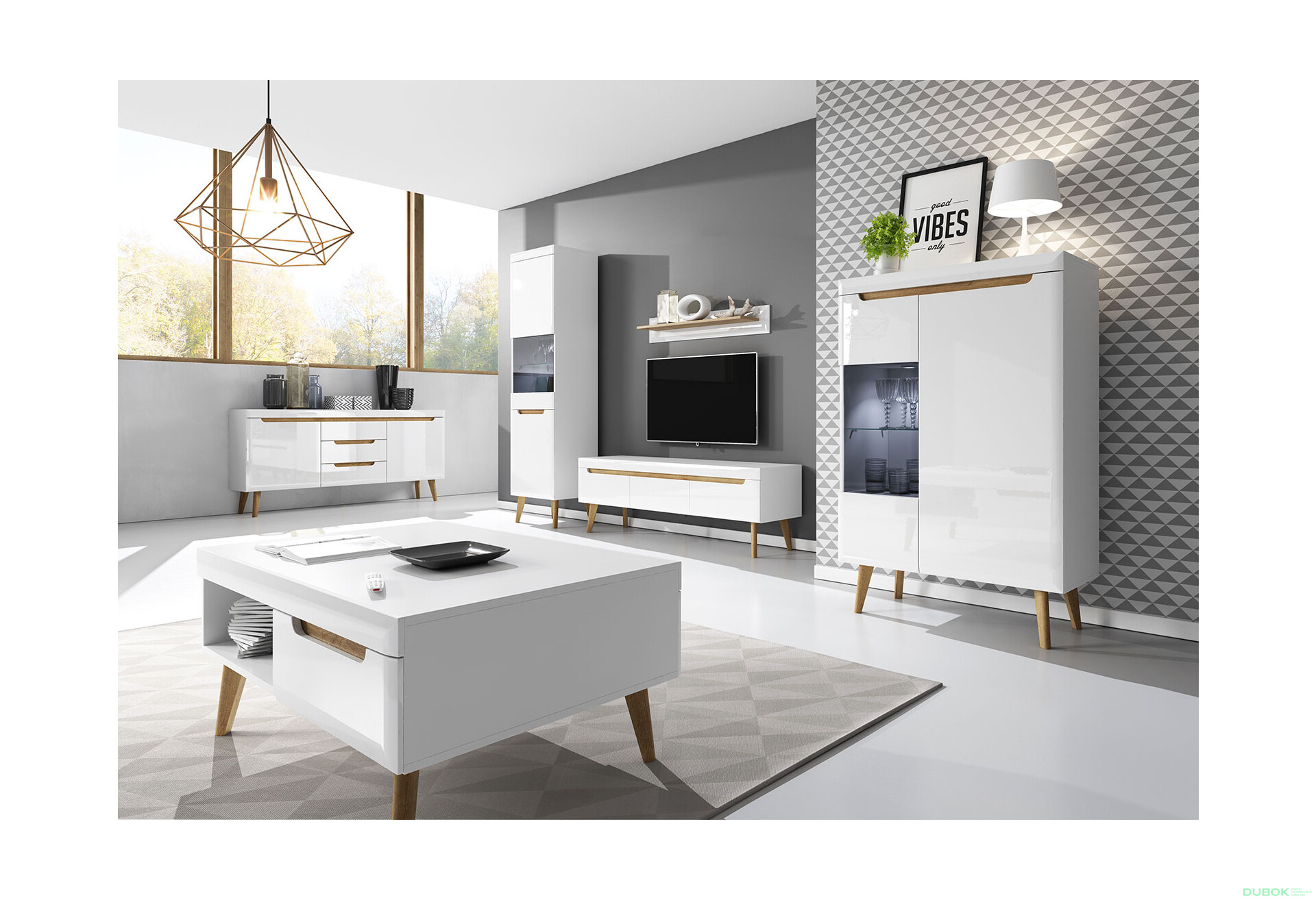 Obývací sestava I Nordi bílá / bílý lesk - Fotografie 2 Fotografie 2 - Obývací sestava I Nordi bílá / bílý lesk