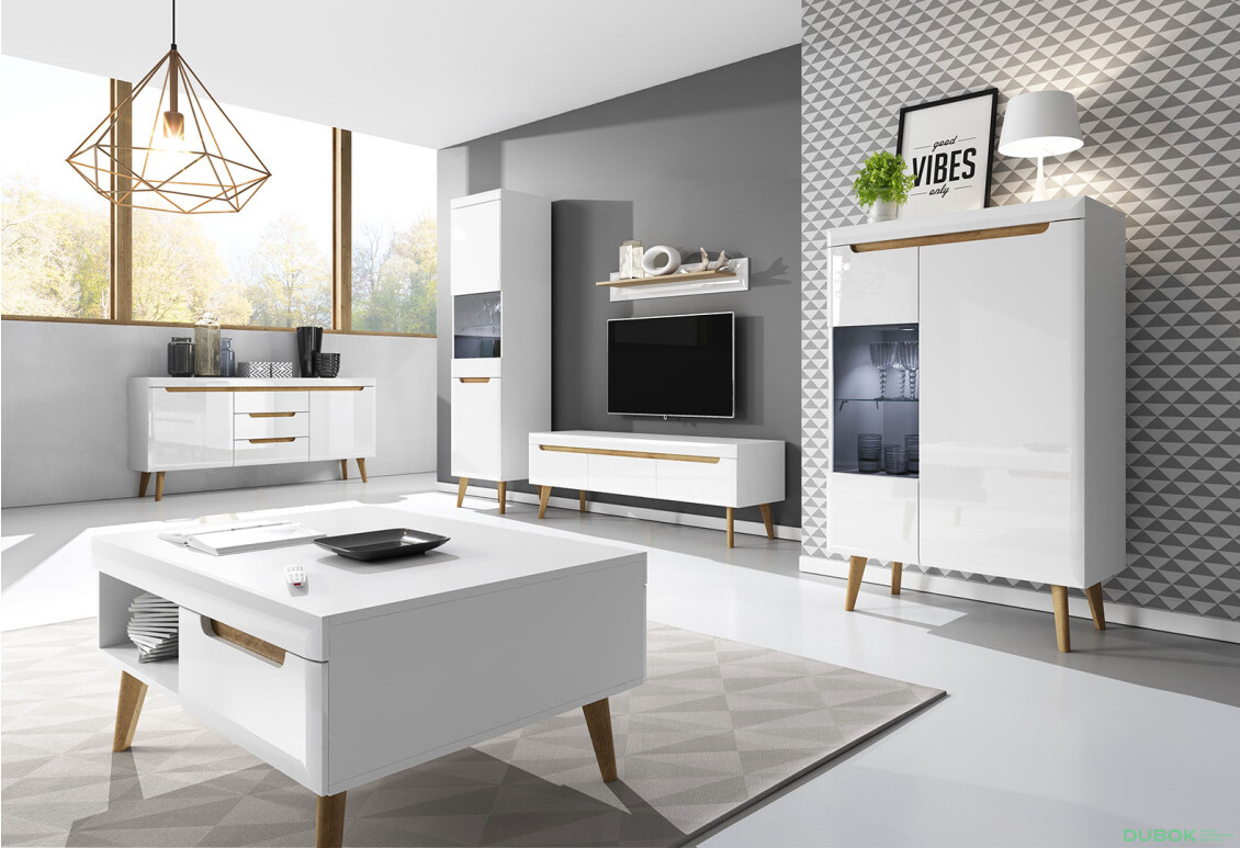 Obývací sestava I Nordi bílá / bílý lesk - Fotografie 2 Fotografie 2 - Obývací sestava I Nordi bílá / bílý lesk