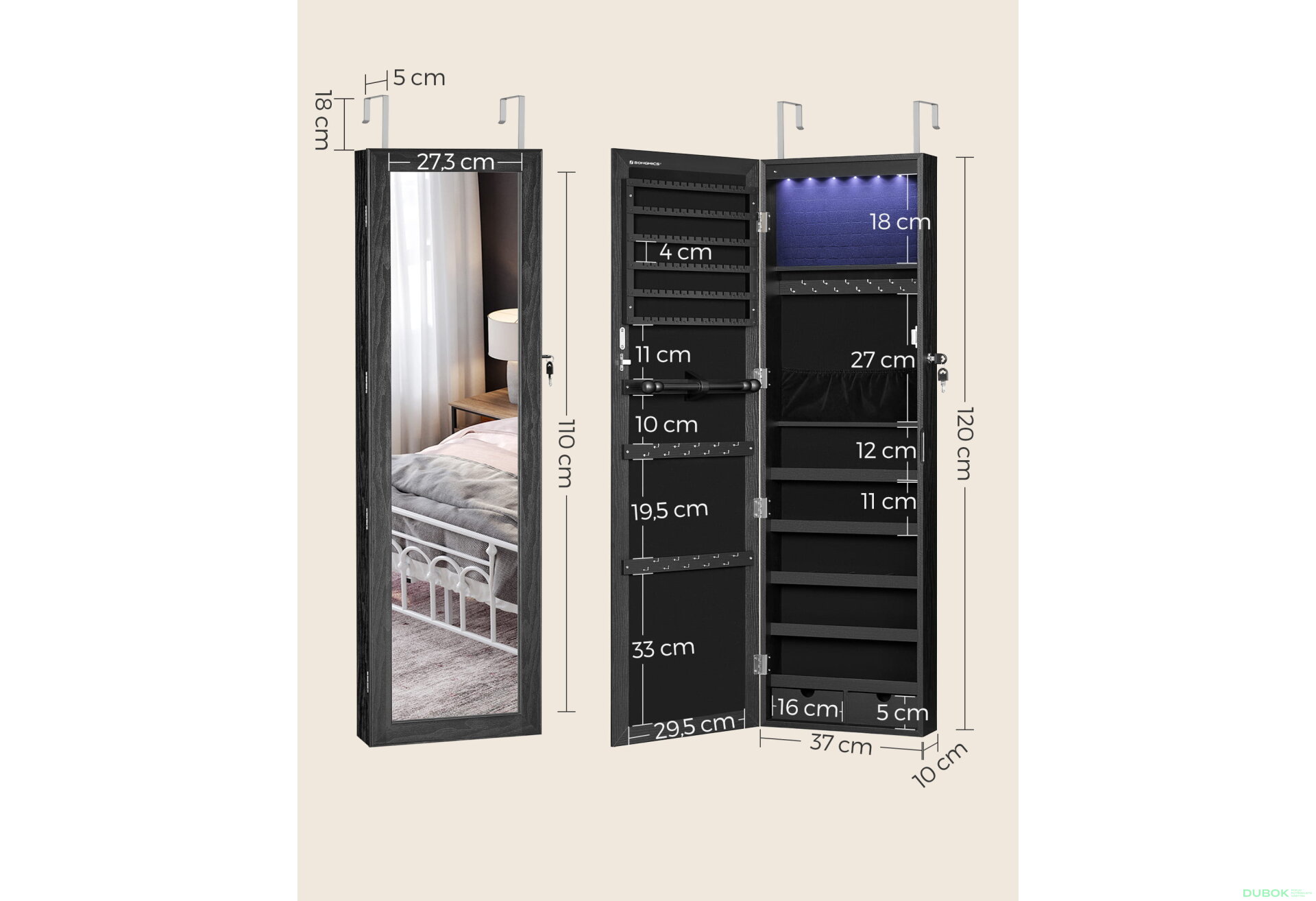 Fotografie 6 - Skříňka se zrcadlem na šperky - JJC093B01