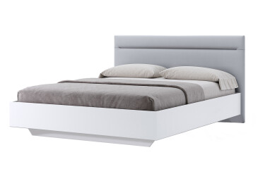 Postel 1,6x2,0 s čalouněným měkkým čelem, bílý lesk Family