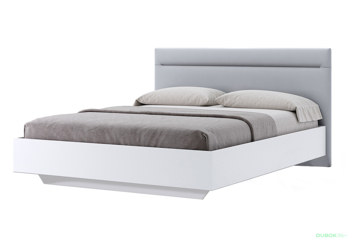 Postel 1,6x2,0 s čalouněným měkkým čelem, bílý lesk Family