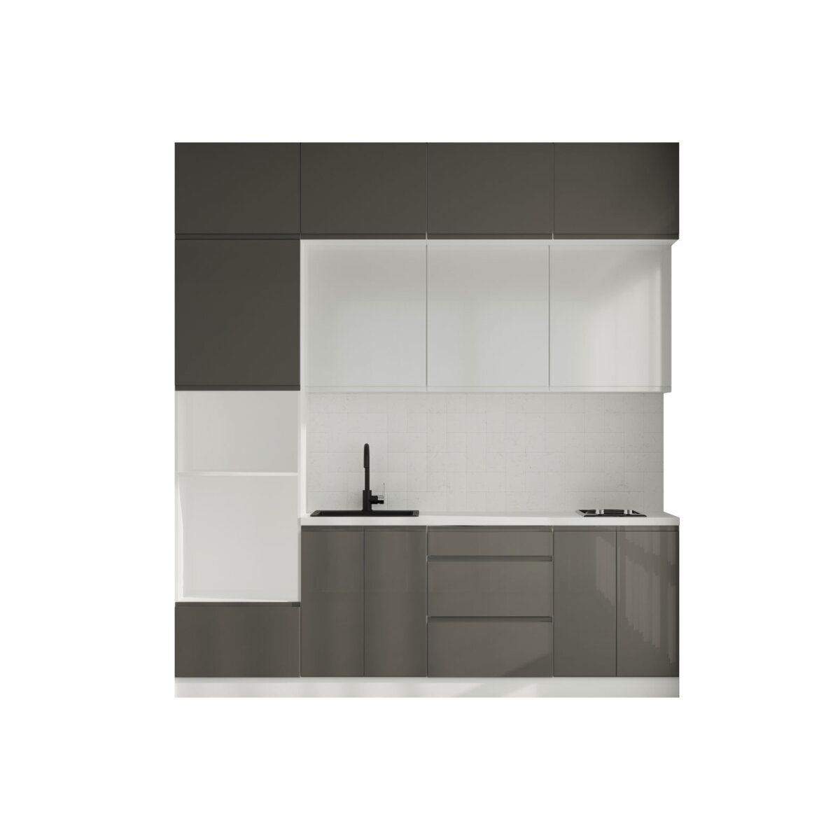 Sada 2.4 Bílá / tmavě šedý lesk, bílý lesk Interno Glaňec Luxe