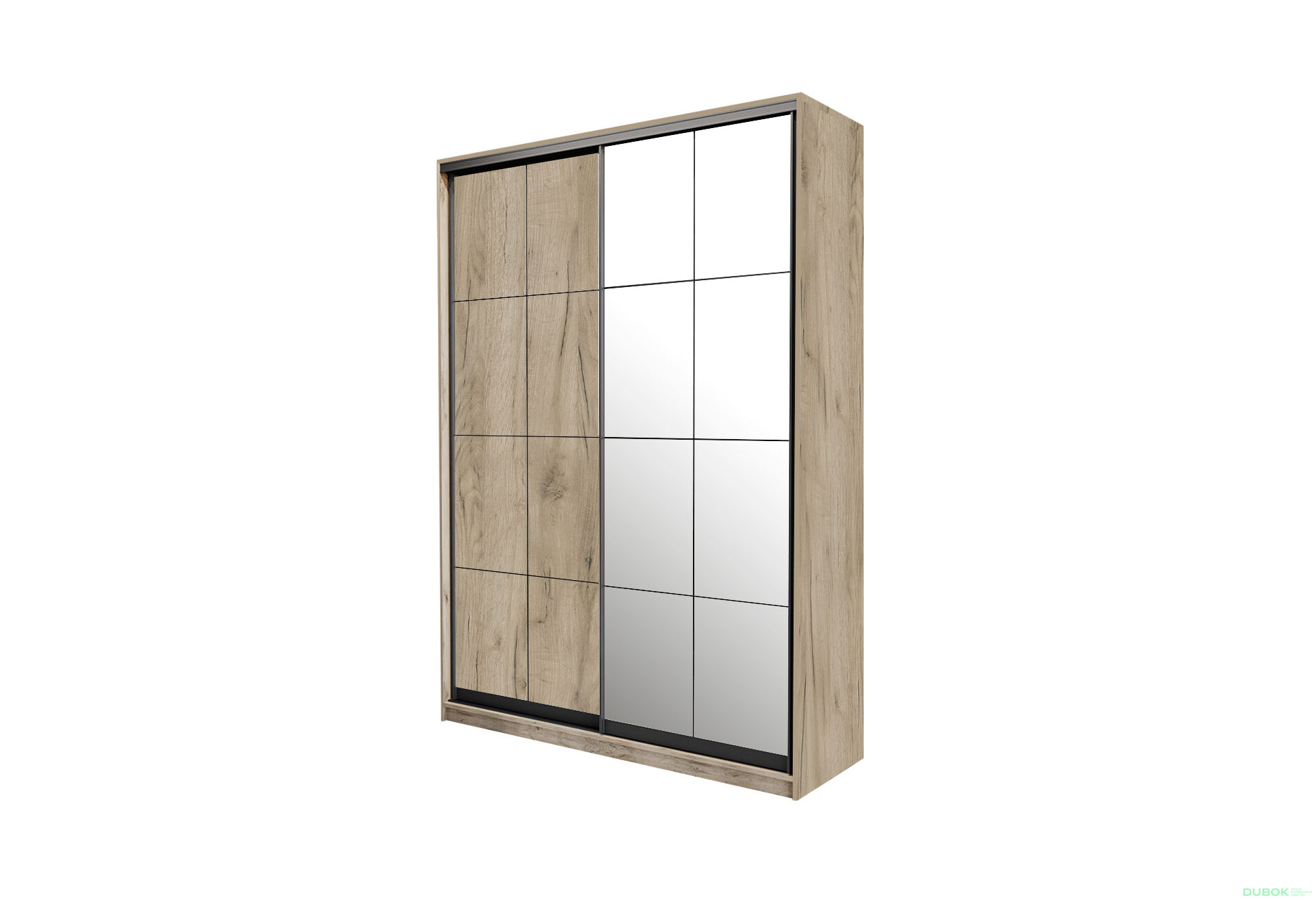 Fotografie 1 - Skříň s posuvnými dveřmi DTD + zrcadlo 120x240x60 cm Loft Lines BL Dub kraft šedý