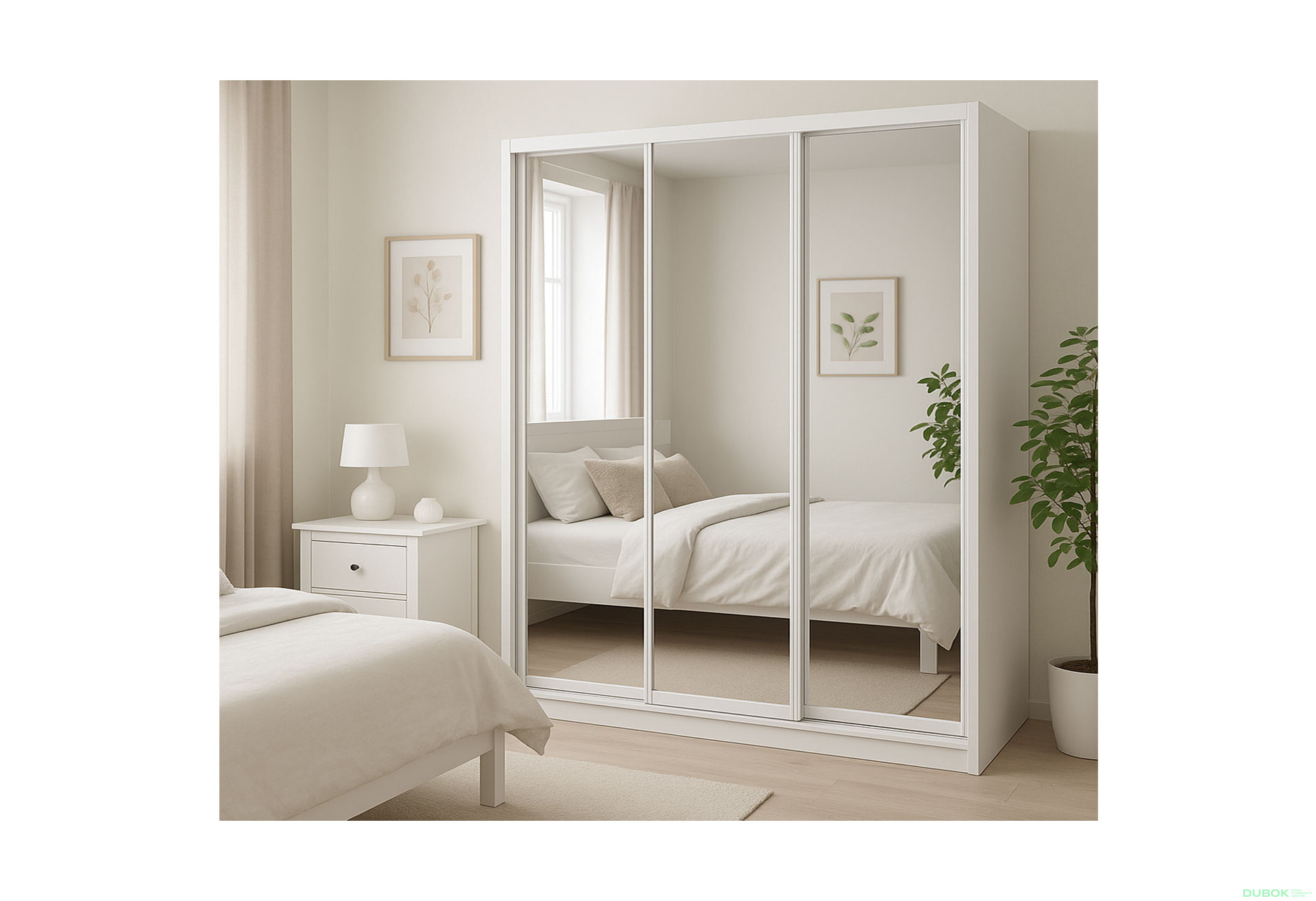 Fotografie 2 - Skříň Rim-Veneziano 3D 1.8 m se zrcadlem, bílá