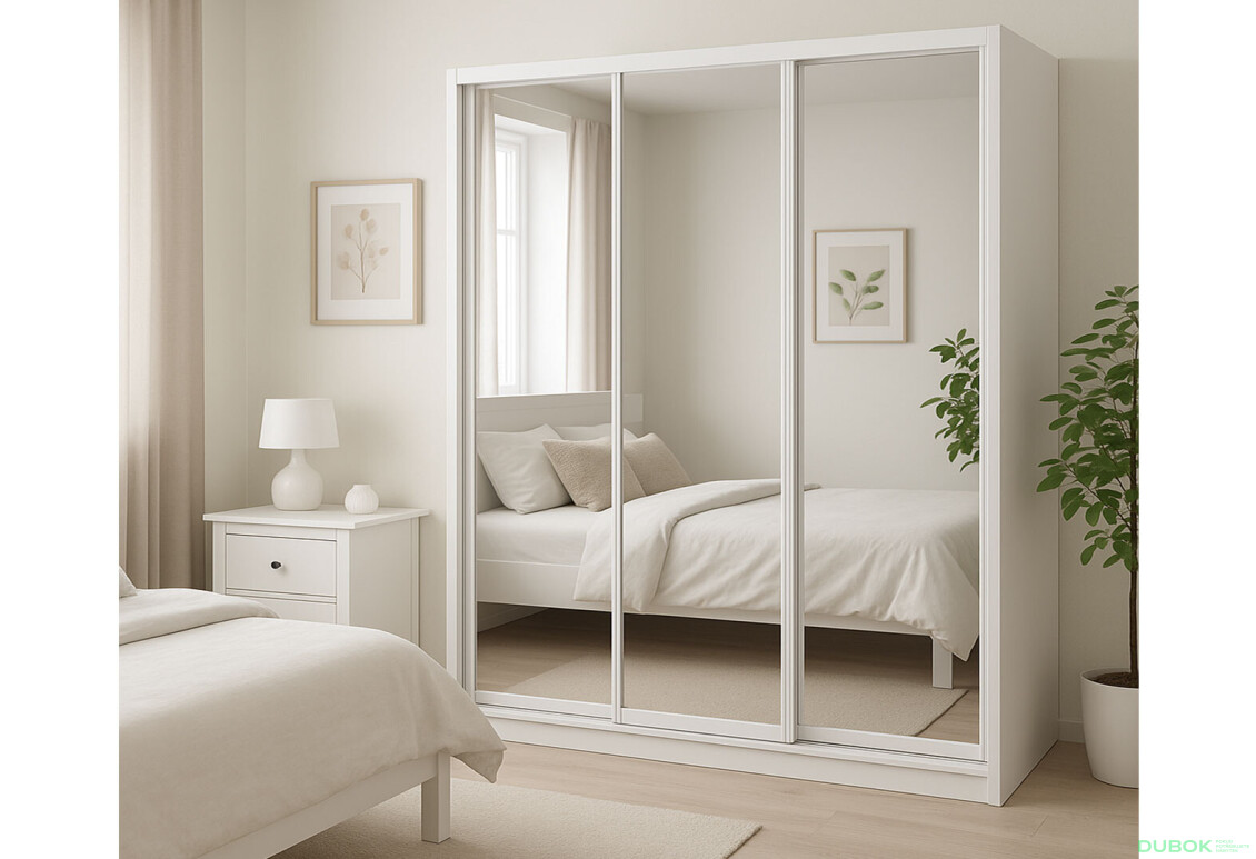Fotografie 2 - Skříň Rim-Veneziano 3D 1.8 m se zrcadlem, bílá