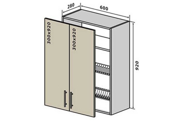 V47 Skříňka 2D 60 Sušák Interno