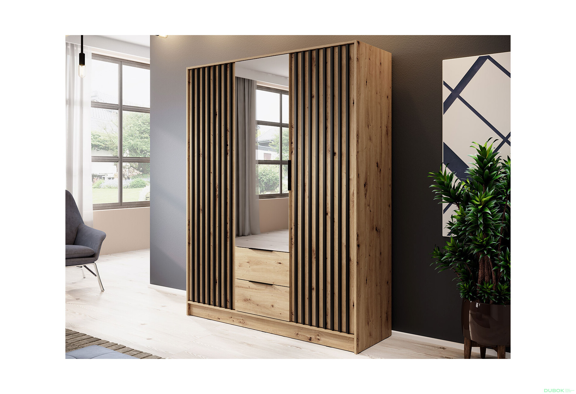 Fotografie 3 - Skříň Nelly 3D se zrcadlem artisan