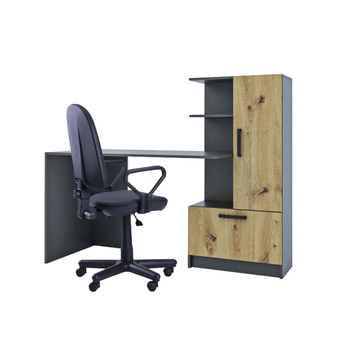 Počítačový stůl Standard, antracit / dub artisan, pravá montáž (obrázek 2)