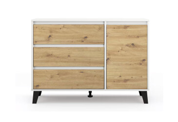Komoda Borg 1d3s bílá / dub artisan