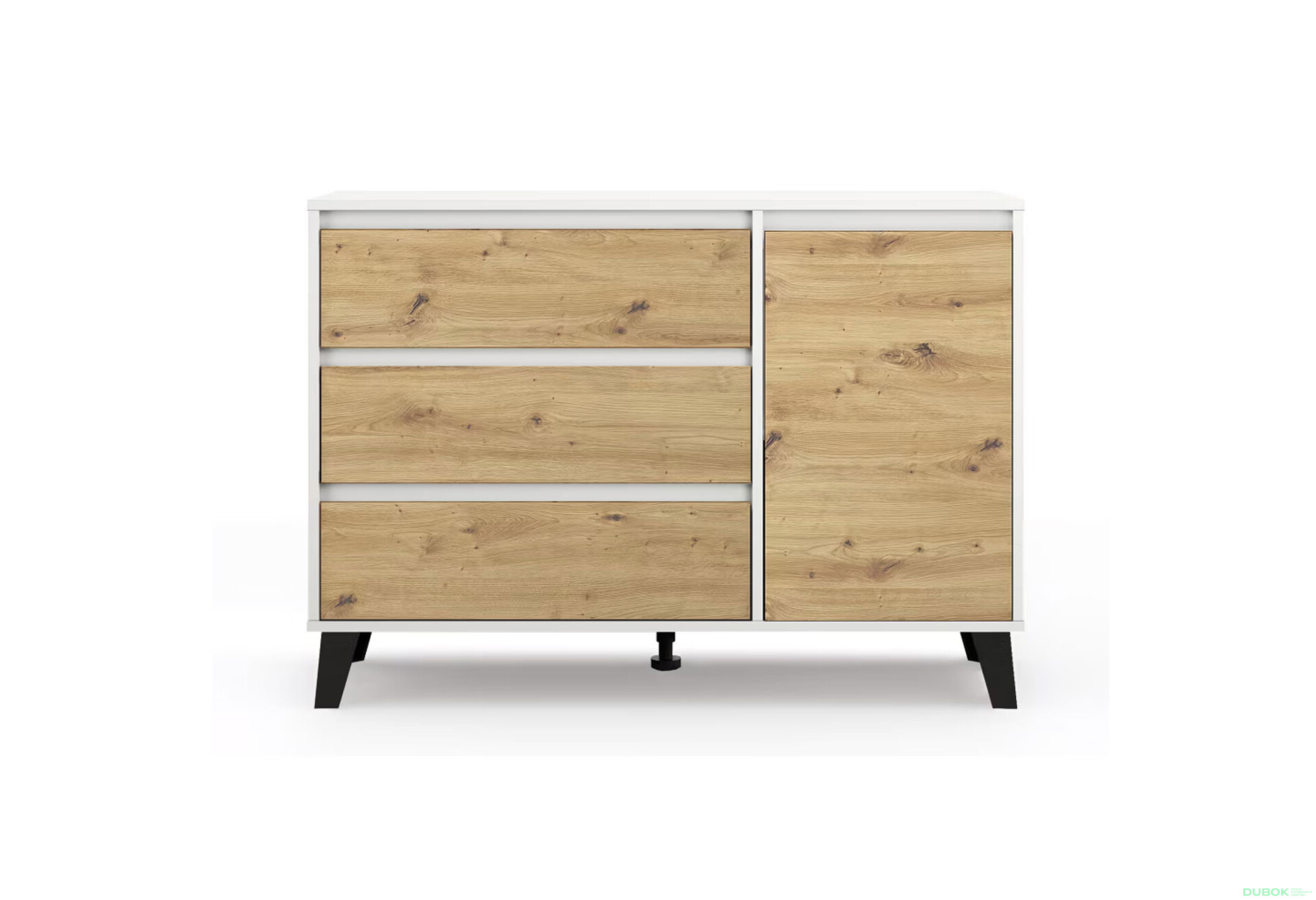 Fotografie 1 - Komoda Borg 1d3s bílá / dub artisan
