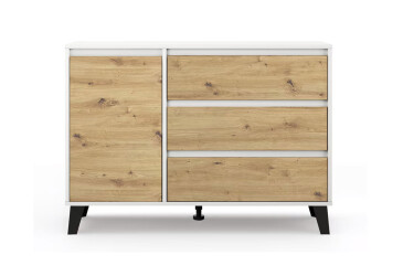 Fotografie Komoda Borg 1d3s bílá / dub artisan