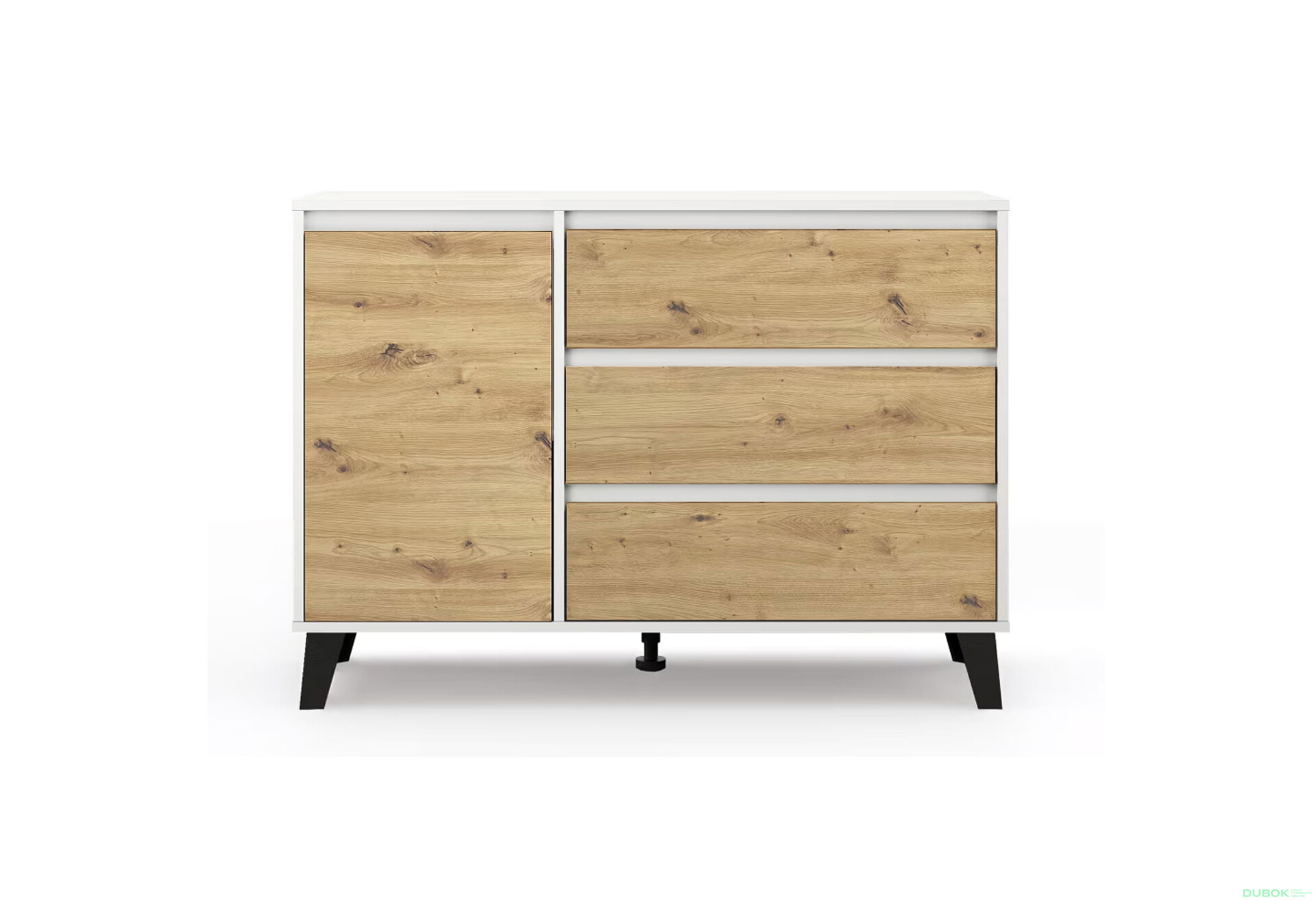 Fotografie 2 - Komoda Borg 1d3s bílá / dub artisan