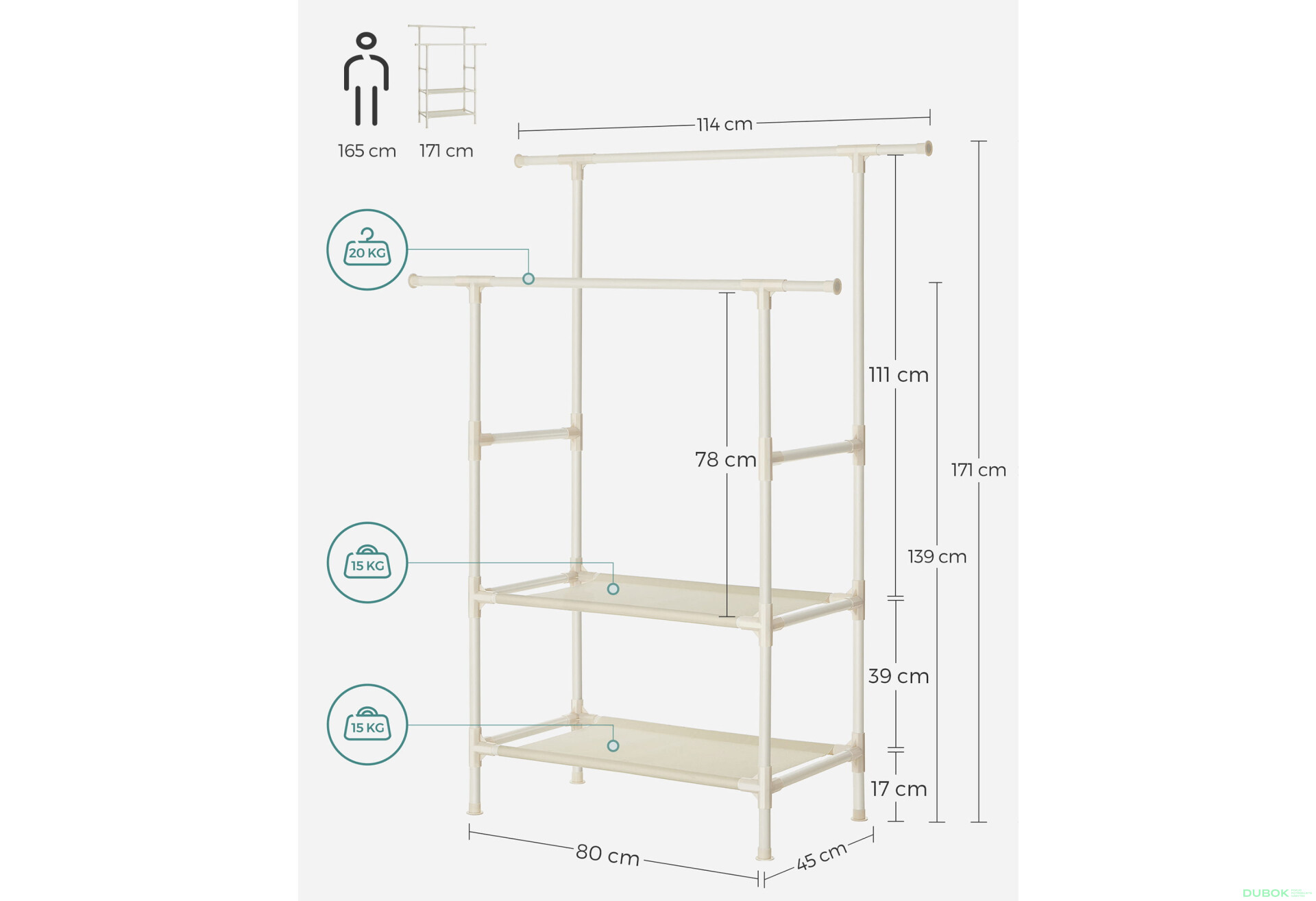 Stojan na oblečení - RDR02WT - Fotografie 6 Fotografie 6 - Stojan na oblečení - RDR02WT